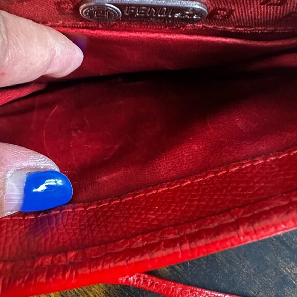 Fendi Red Monogram Logo Pattern Square Shoulder Bag Crossbody Purse Made In Ital - Picture 13 of 16